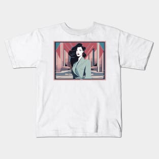 Auroralite Art Deco Patrick Nagel 80s Kids T-Shirt